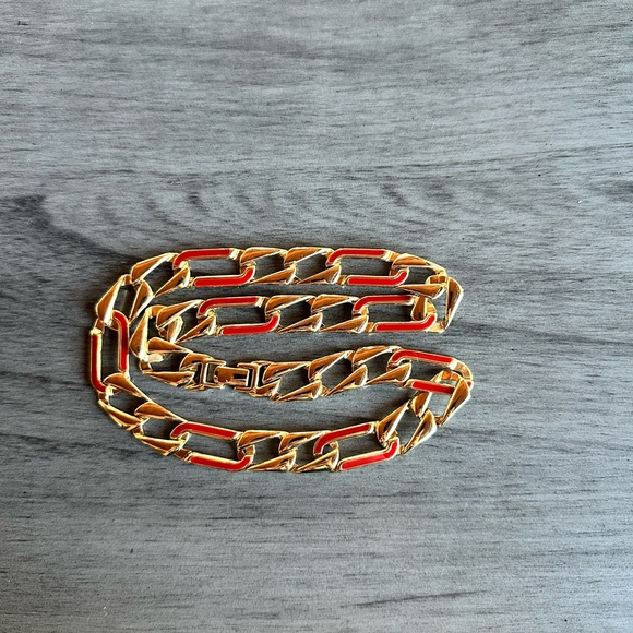 Monet Gold and Red Chain Necklace - Picture 5 of 6